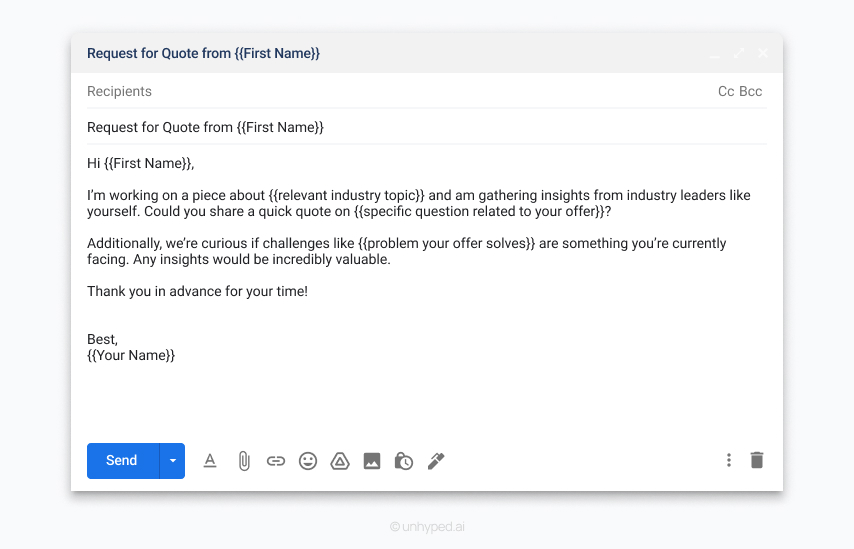 A sample more creative, information-gathering emails that help you understand your prospects' needs and preferences better.