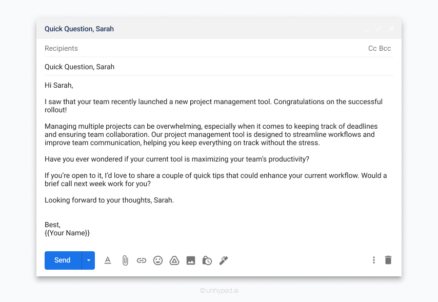 Example of a Compelling Cold Email