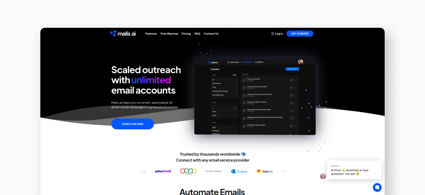 Scaled outreach with unlimited email accounts.